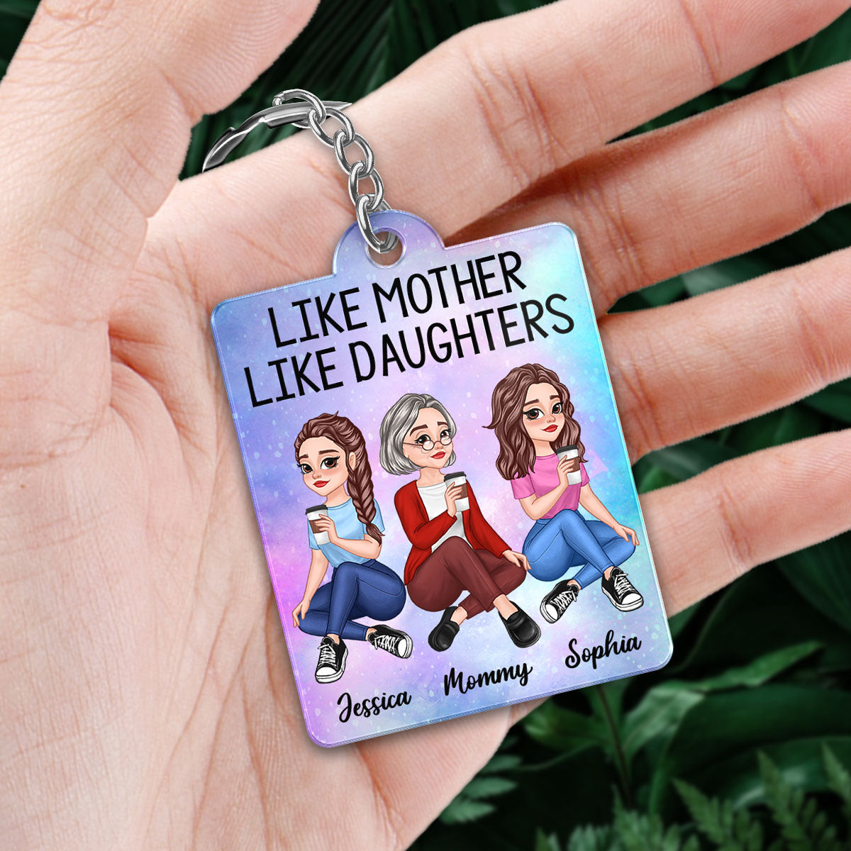 Pretty Cartoon Like Mother Like Daughter Favorite Song QR Code Galaxy Personalized Acrylic Keychain