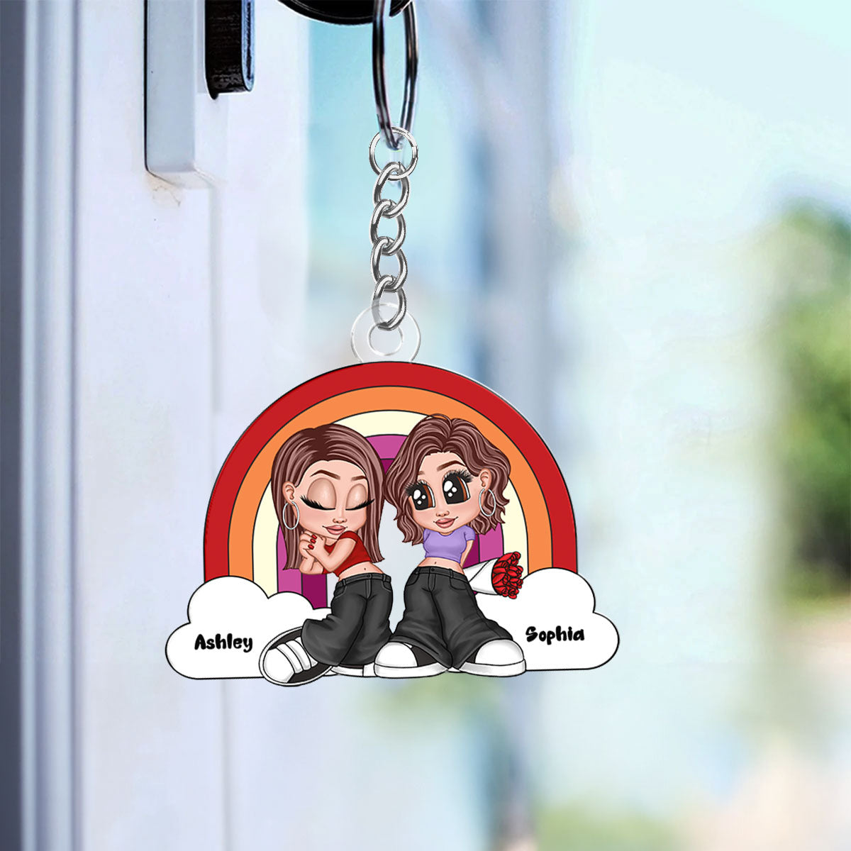 Y2K Couple LGBT Rainbow Personalized Acrylic Keychain