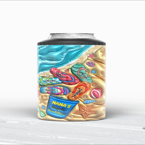 Grandma Mom Flip Flops Summer 3D Inflated Effect Printed Personalized 4 In 1 Can Cooler
