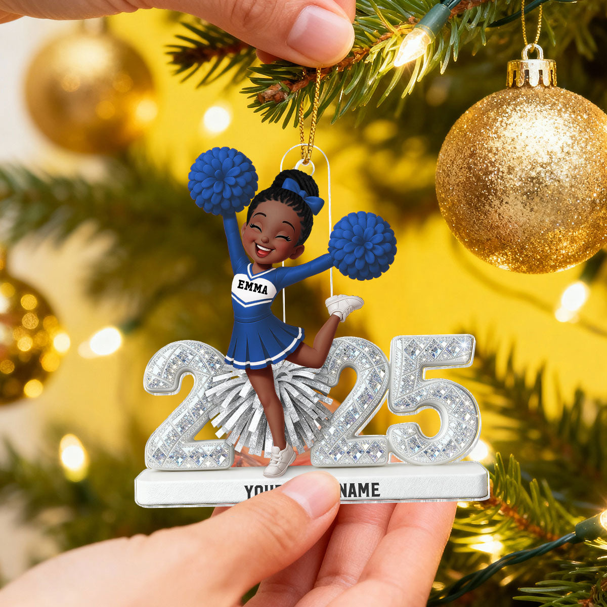 3D Shining Effect Christmas Cheerleader - Personalized Acrylic Ornament - Christmas Gift For Cheerleaders