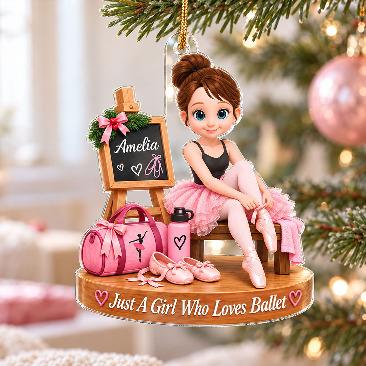 Just a Girl Who Loves Ballet - Personalized Acrylic Ornament - Christmas Gift for Daughter,Granddaughter