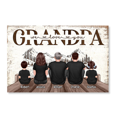 Dad Grandpa We Love You Sketch Bridge Background Personalized Horizontal Poster