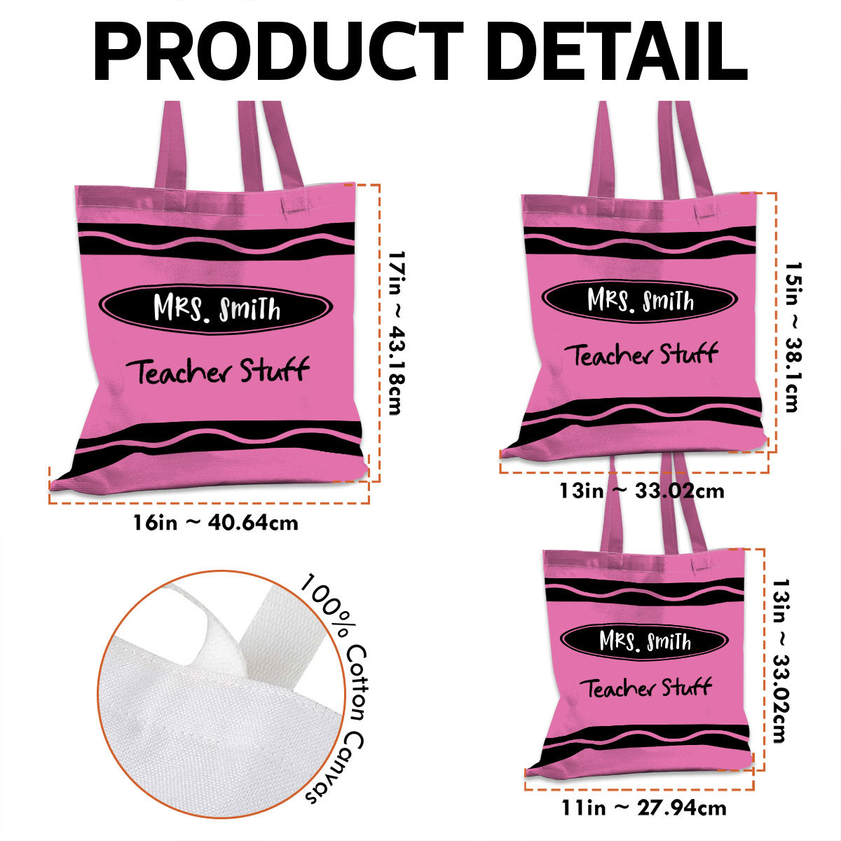 Teacher Crayon Personalized Tote Bag, Back To School Gift For Teacher