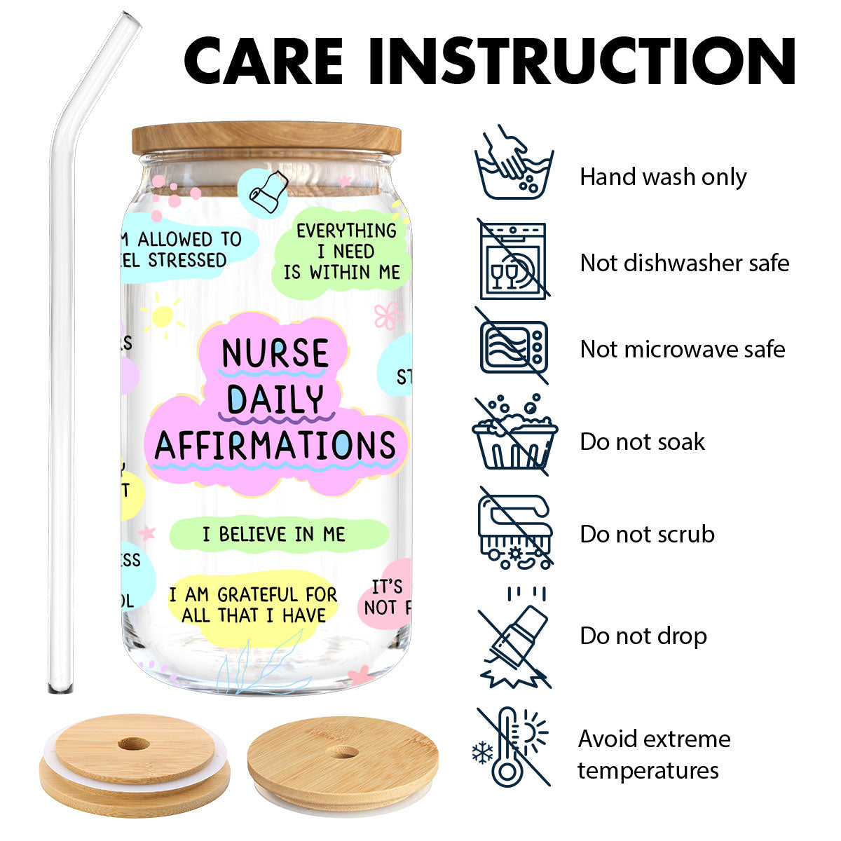 Nurse Daily Affirmations Nurse Appreciation Gift Personalized Clear Glass Can