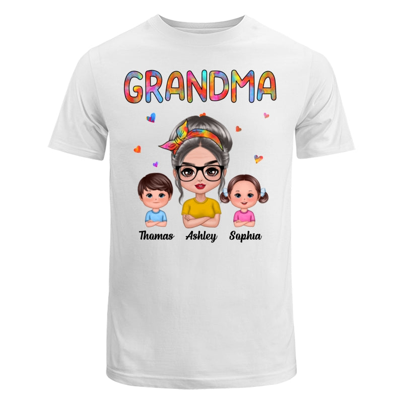 Colorful Pattern Grandma And Grandkids Personalized Shirt