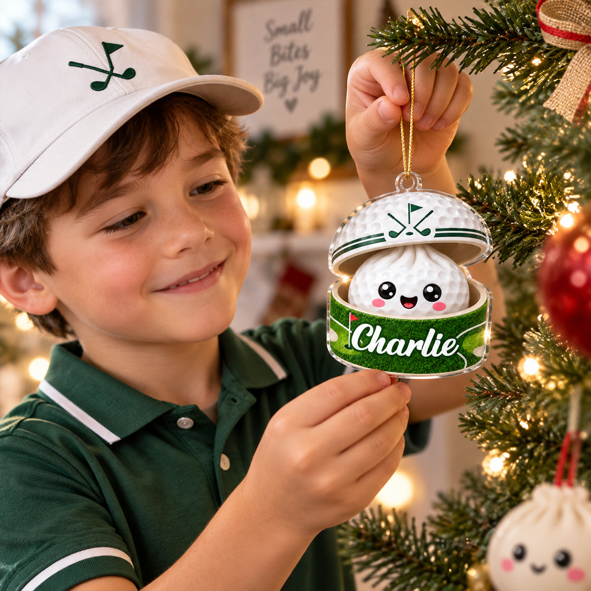 Custom Golf Dumpling Squishy Style - Personalized Acrylic Ornament - Christmas Gift for Son, Daughter, Grandkids