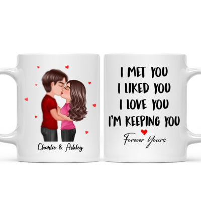 Doll Couple Kissing I Met You I Liked You I Love You Gift For Him For Her Personalized Mug