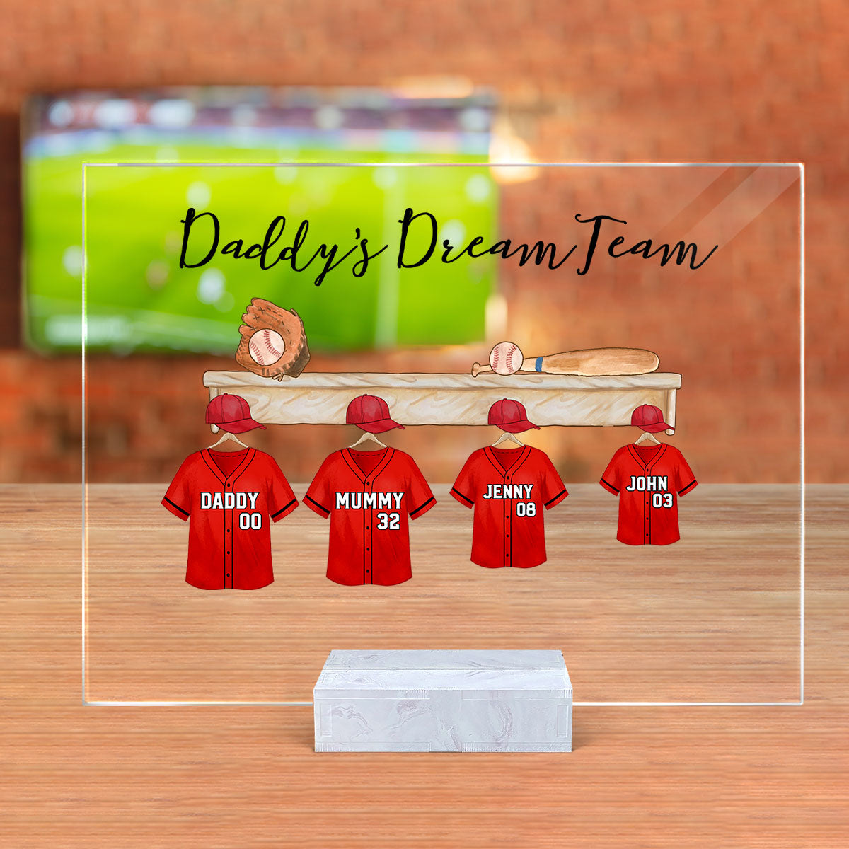 Daddy's Baseball Team Personalized Acrylic Plaque