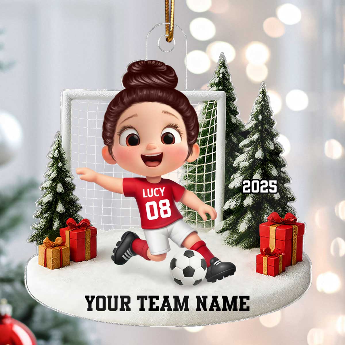 3D Effect Kid Soccer Player - Personalized Acrylic Ornament - Gift For Soccer Lovers, School Soccer Team