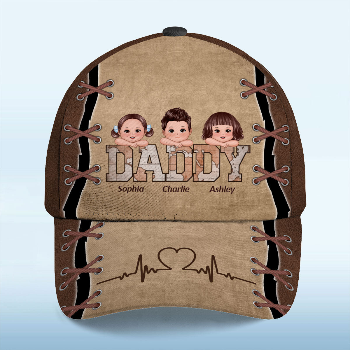 Vintage Map Papa Grandpa Personalized Classic Cap, Gift For Grandpa