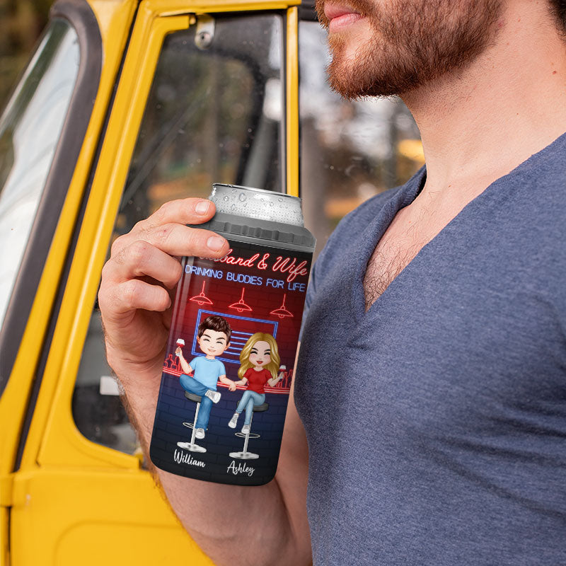 Here‘s To Another Year Funny Drinking Couple Multiple Use Tumbler - Personalized 4 In 1 Can Cooler -  Day’s Gift For Him For Her