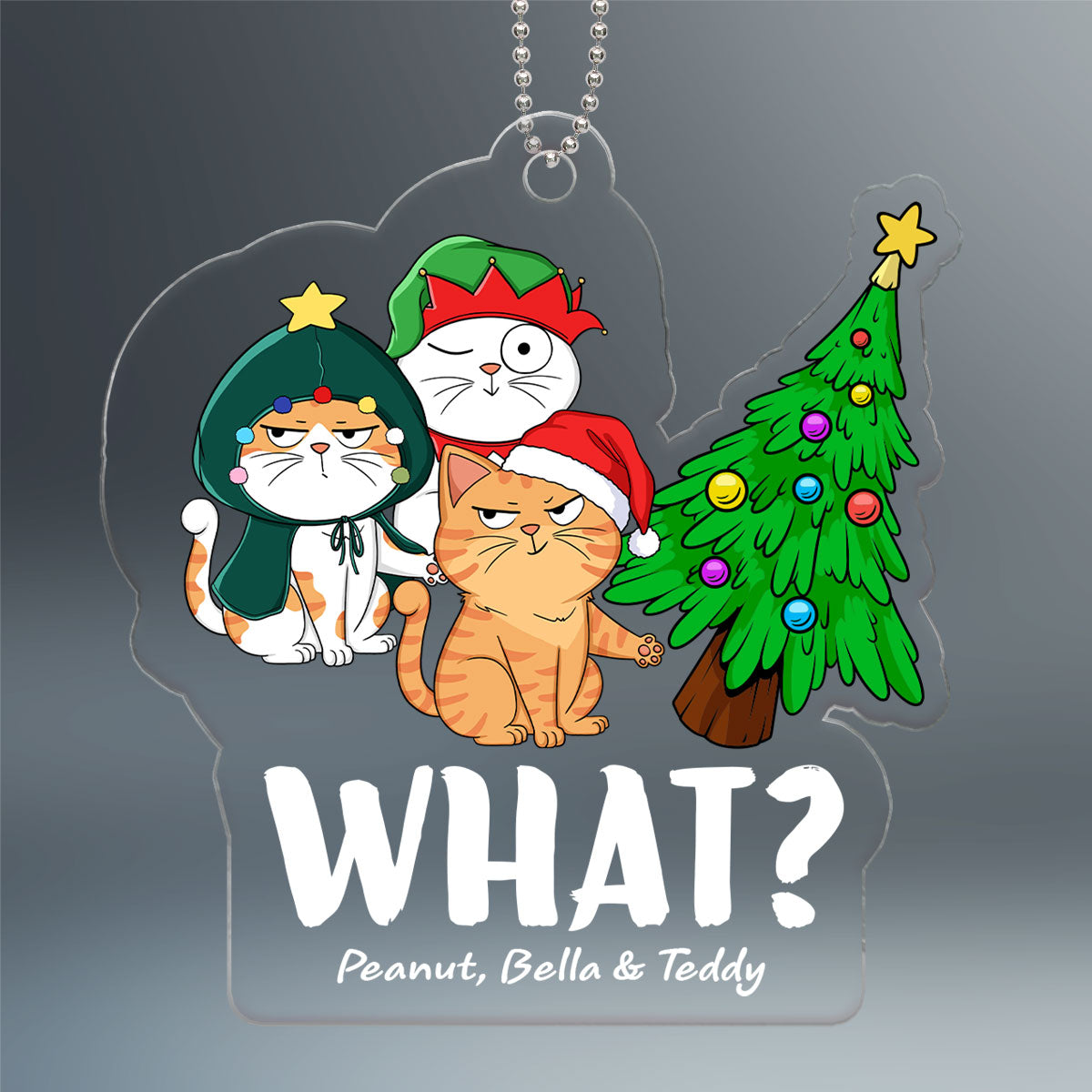 What Cats Funny Expressions Christmas Personalized Acrylic Ornament