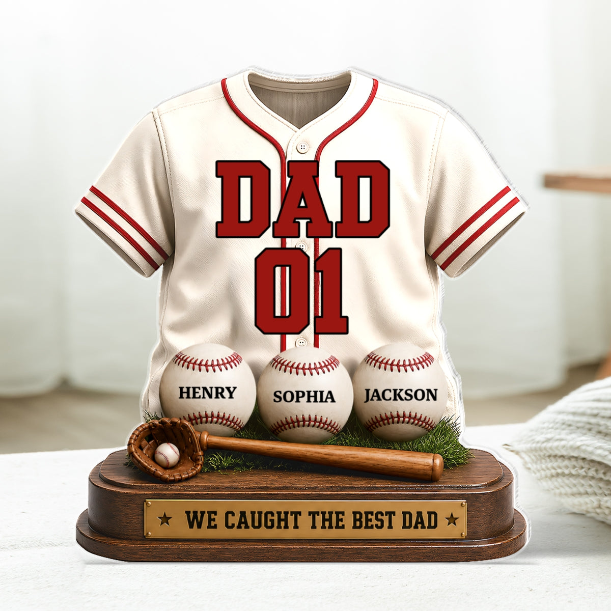Baseball Dad Legend We Caught The Best Dad - Personalized Acrylic Block Plaque - Father's Day Gift For Dad, Husband