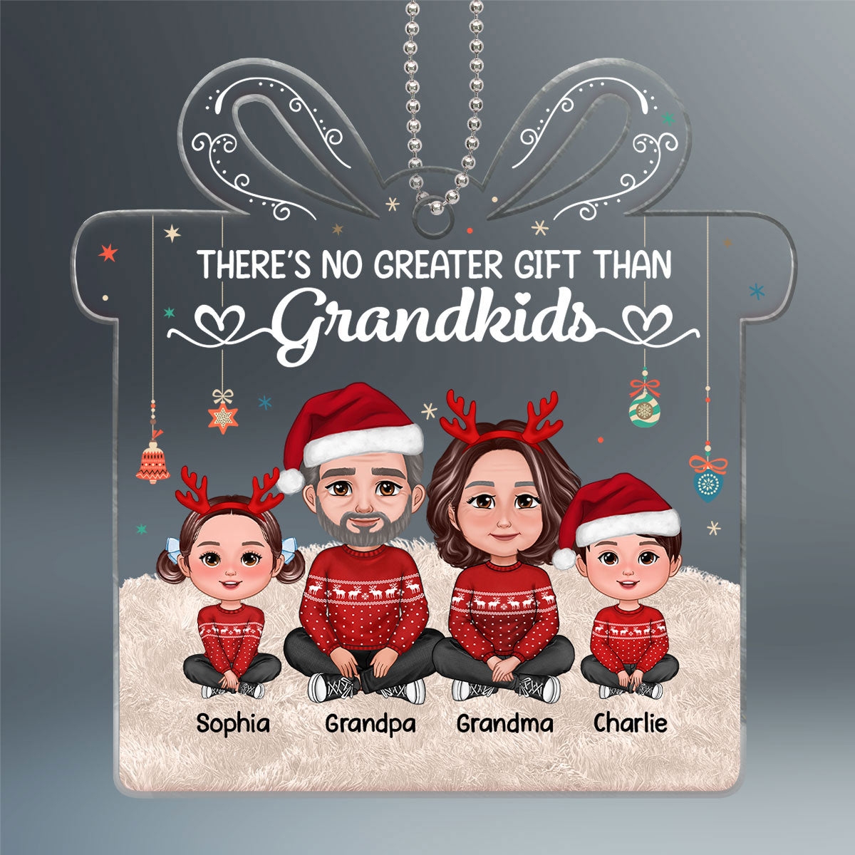 There‘s No Greater Gift Than Grandkids New Face Grandchildren Crossed Legs Sitting With Grandparents Personalized Gift Shaped Acrylic Ornament