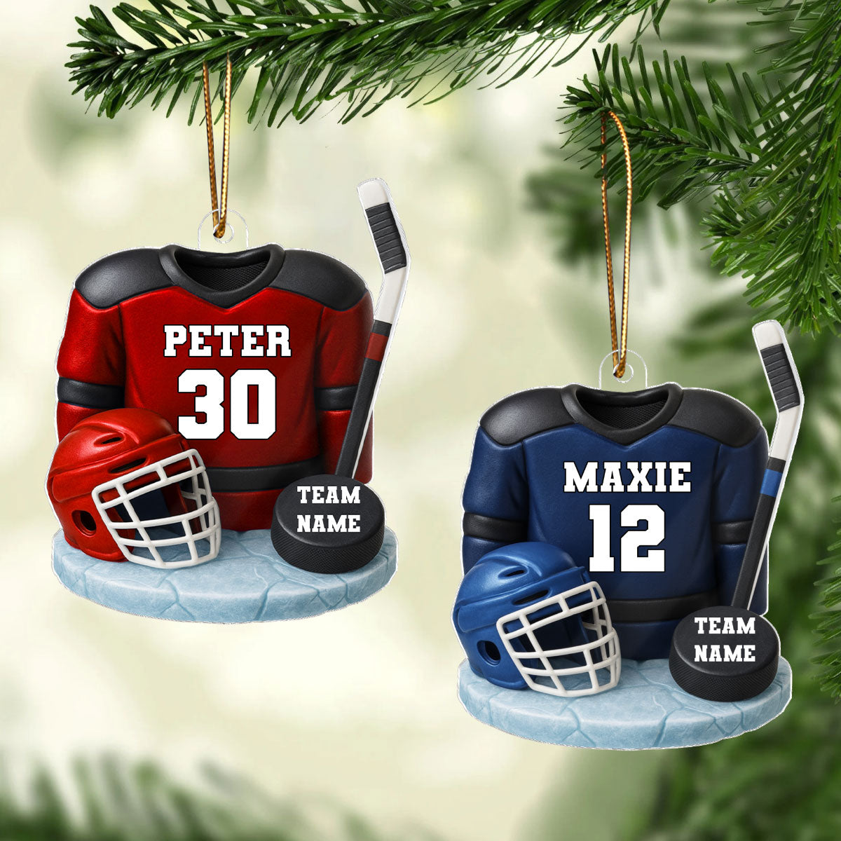 Hockey Kit 3D Effect - Personalized Acrylic Ornament - Christmas Gift For Son, Grandson, Boyfriend