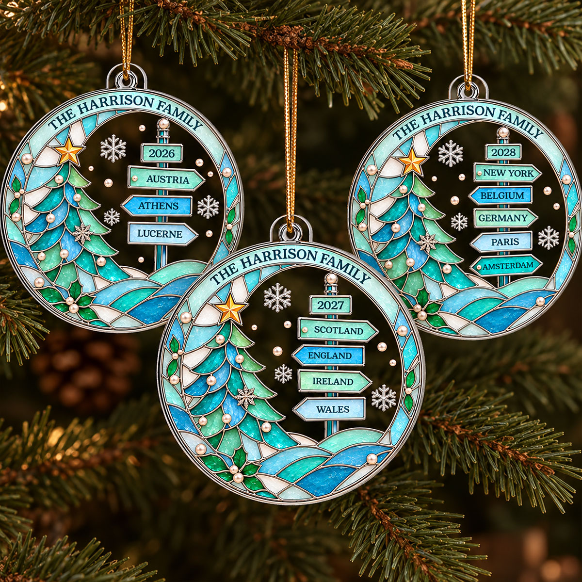 Travel Destinations Travel Places Sign Post 2D Flat Printed - Personalized Acrylic Ornament - Christmas Keepsake For Traveling Lovers, The Places We’ve Been Gift