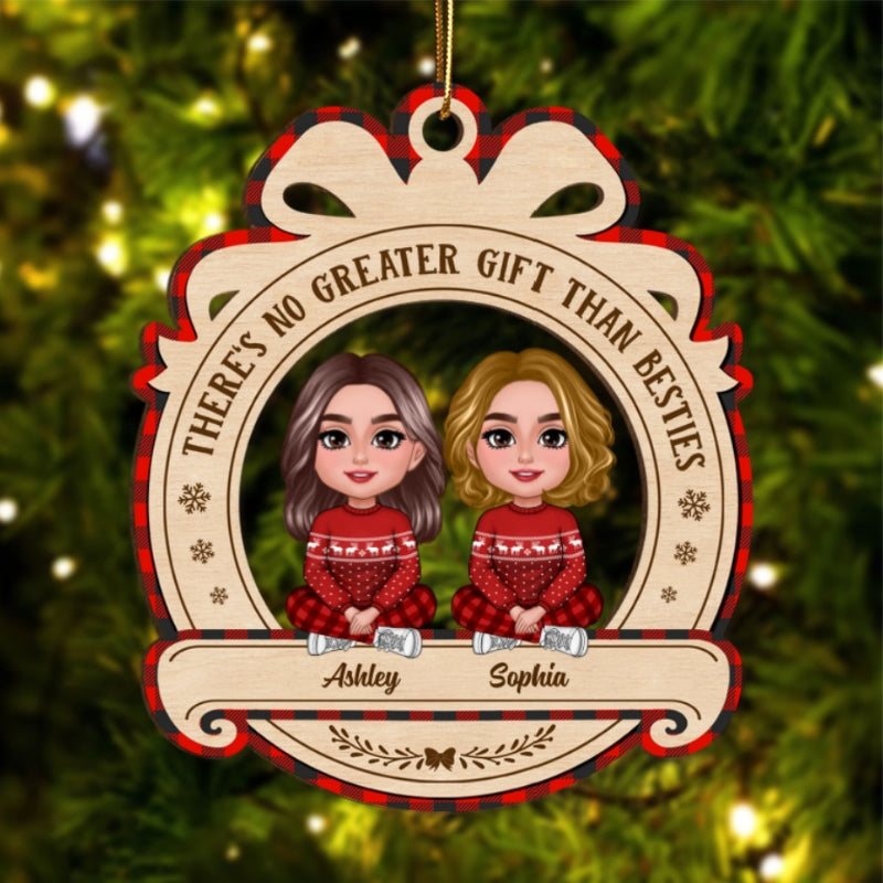 No Greater Gift Than Besties Sisters Crossed Legs Personalized Wooden Ornament
