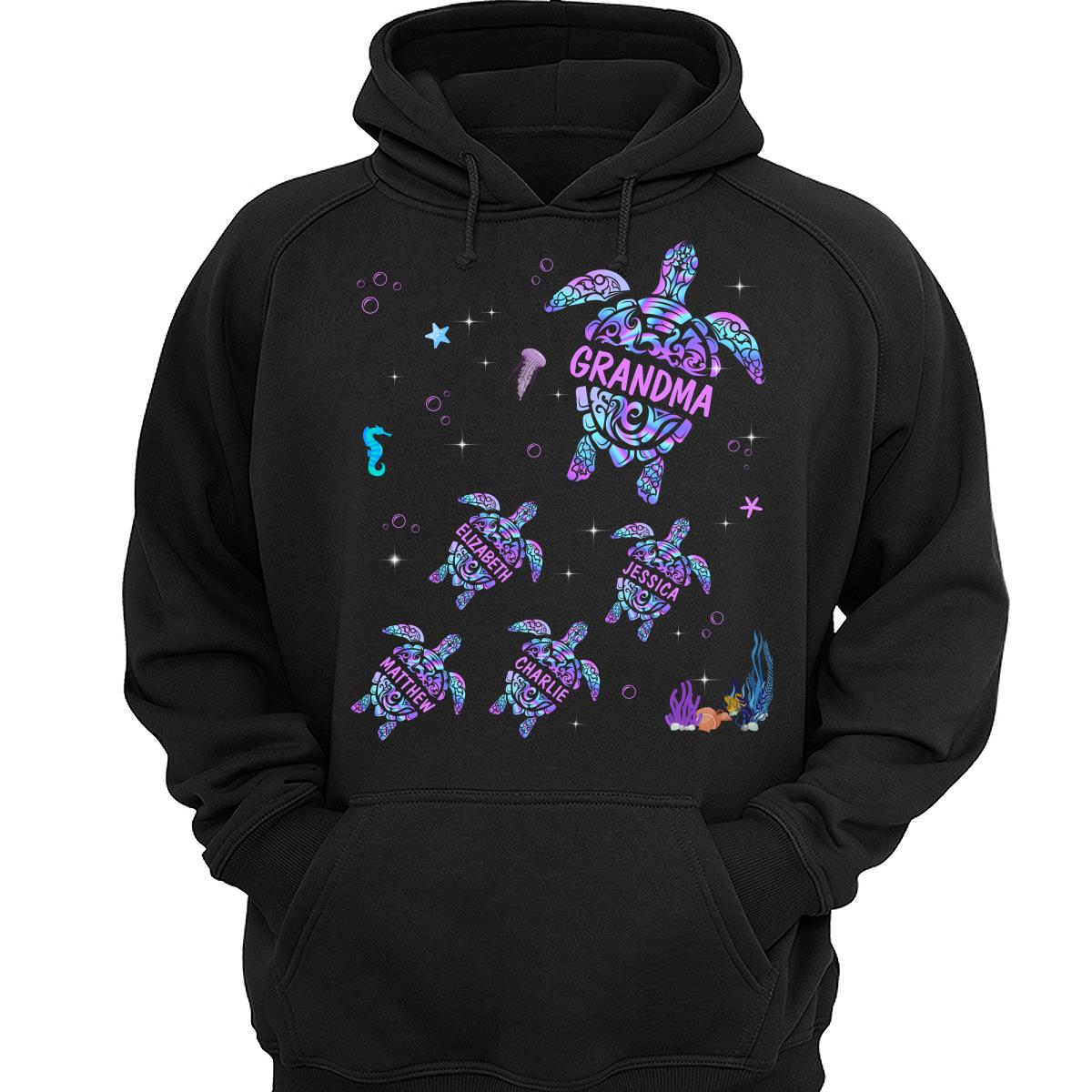 Grandma Mom Turtles Summer Hologram Personalized Shirt