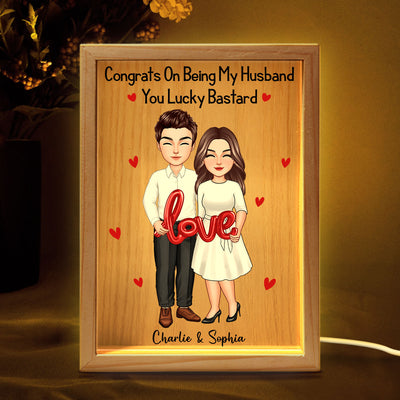 Couple Standing LOVE Balloon Personalized Frame Light Box