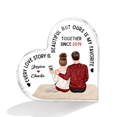 Embracing Couple Back View Personalized Heart Plaque