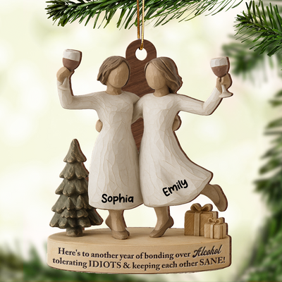 3D Effect We'll Friends Until Old & Senile - Personalized Wooden Ornament - Gift For Besties, Best Friends