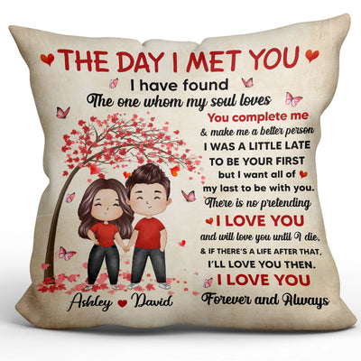 I Met You Watercolor Couple Gift For Him For Her Personalized Pillow