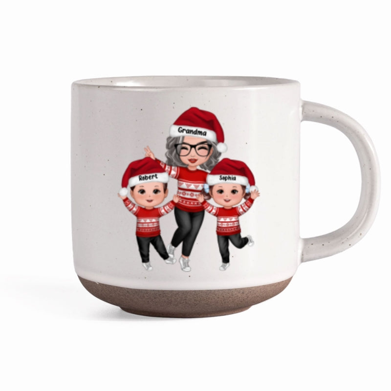 Happy Christmas Grandma Grandkids Personalized Pottery Mug