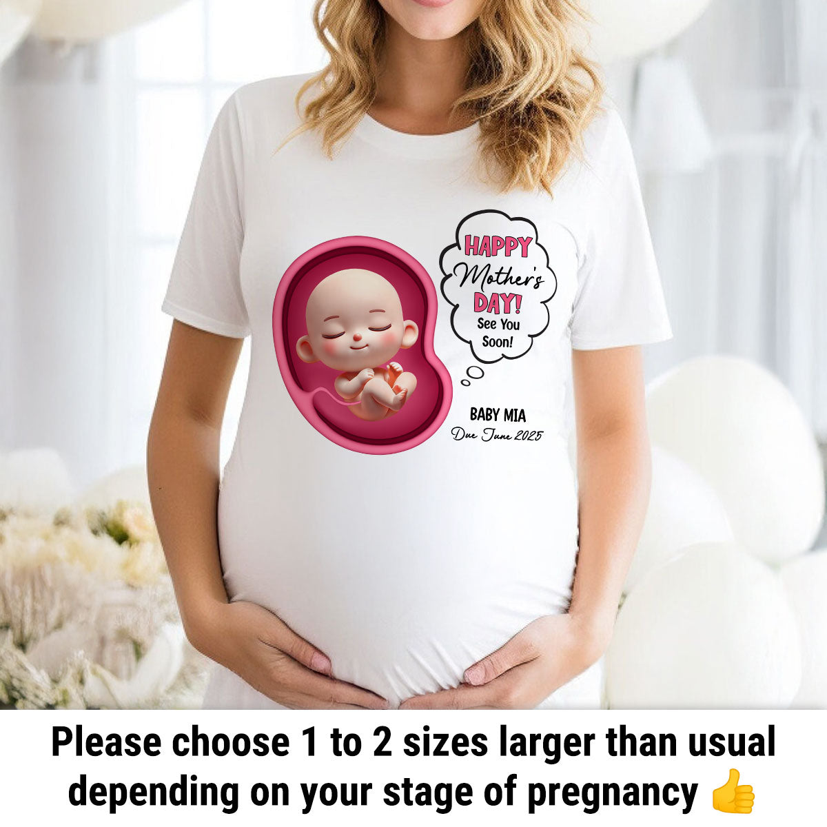 Happy Mother's Day Mommy See You Soon From Baby Personalized Shirt, Custom Pregnancy Reveal Shirt, Gift For Expecting Moms