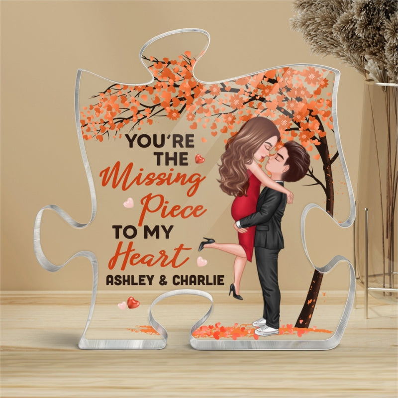 Hugging Couple Under Tree Personalized Acrylic Puzzle Plaque