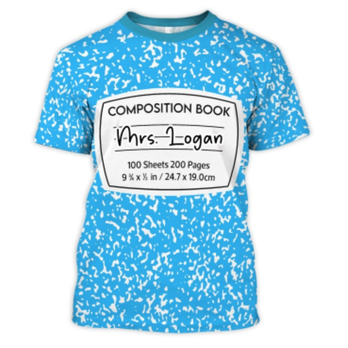 Notebook Theme Composition Book Personalized Group Matching Shirt, Halloween Costume For Teachers