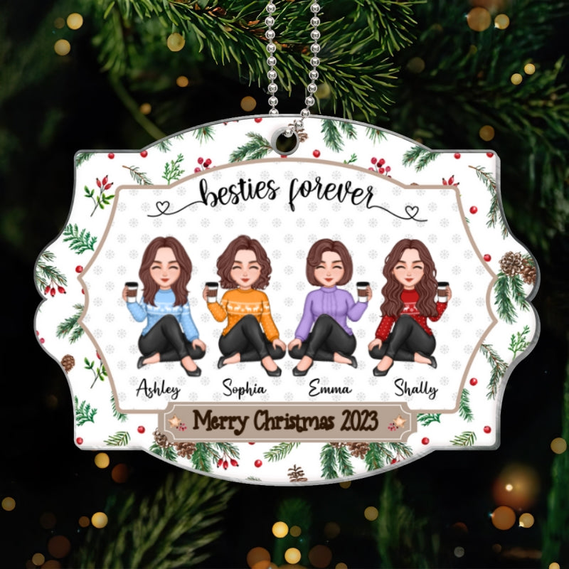 Christmas Pretty Sisters Besties Friends Are Family We Choose Personalized Acrylic Ornament