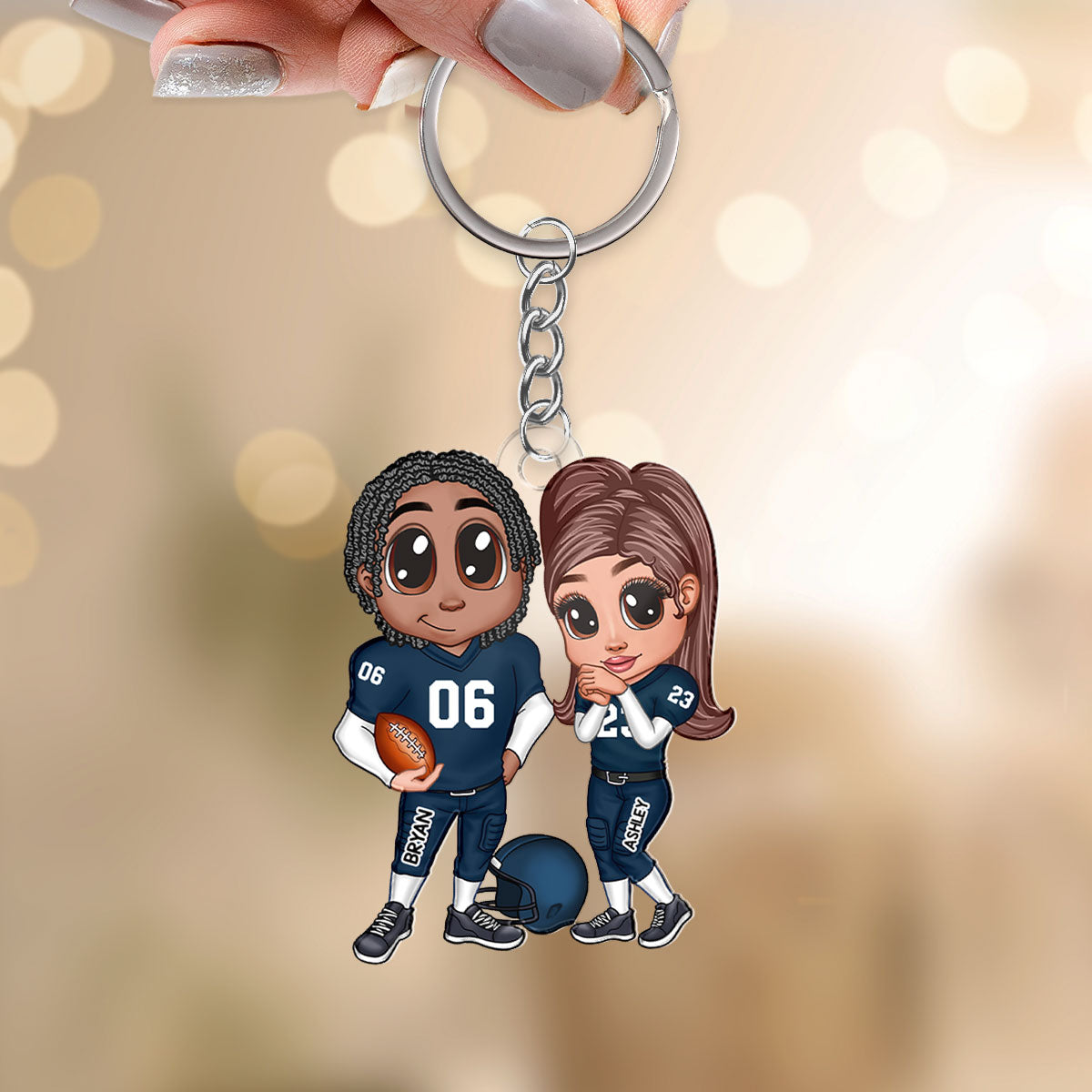 American Football Couple Y2K Style Personalized Acrylic Keychain,  Gift For Couples