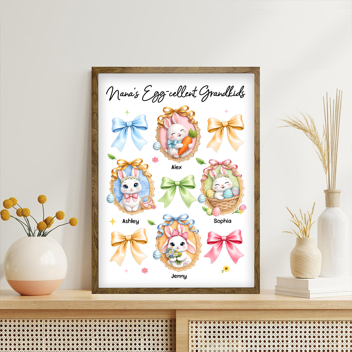 Nana's Egg-cellent Grandkids - Personalized Poster - Easter Decor Gift For Grandma