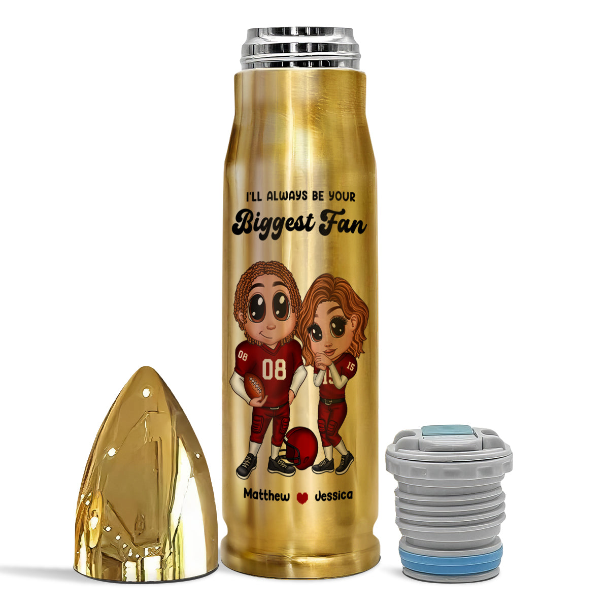 Personalized Y2K Football Couple Bullet Tumbler,  Gift for Couples