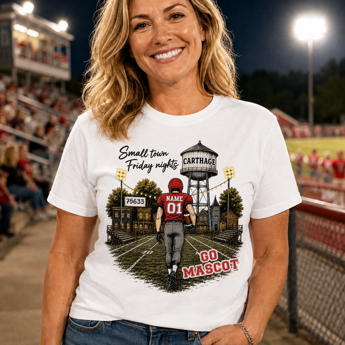 Custom Town Name & Zip Code - Personalized Shirt - Game Day Shirt for Football Mom, Football Mama