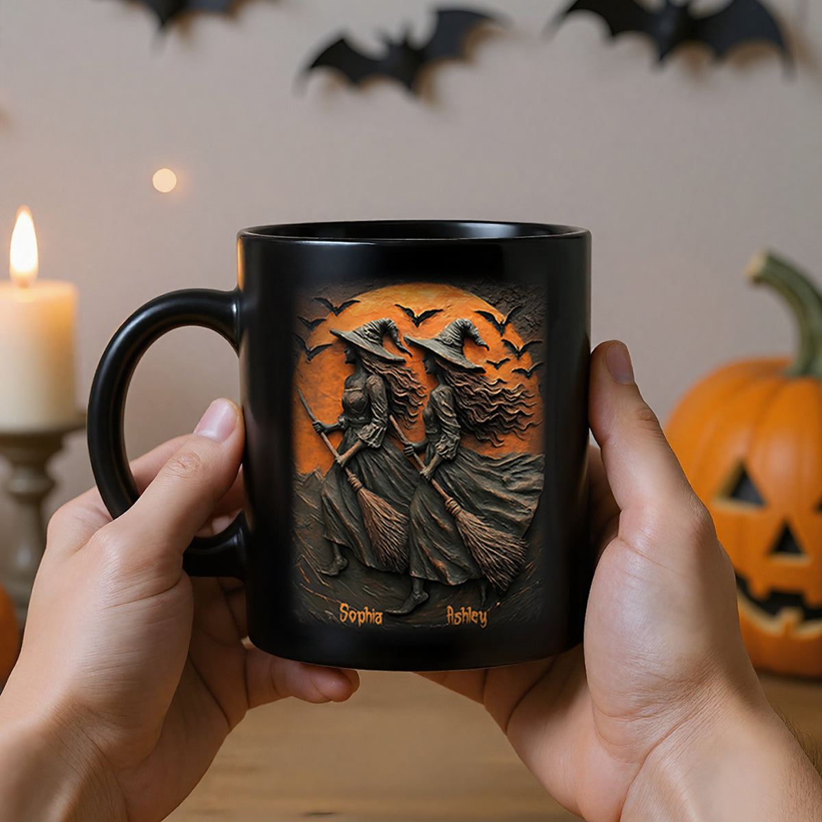 Witch Besties When We're Together Every Night Is Halloween 3D Effect Personalized Mug