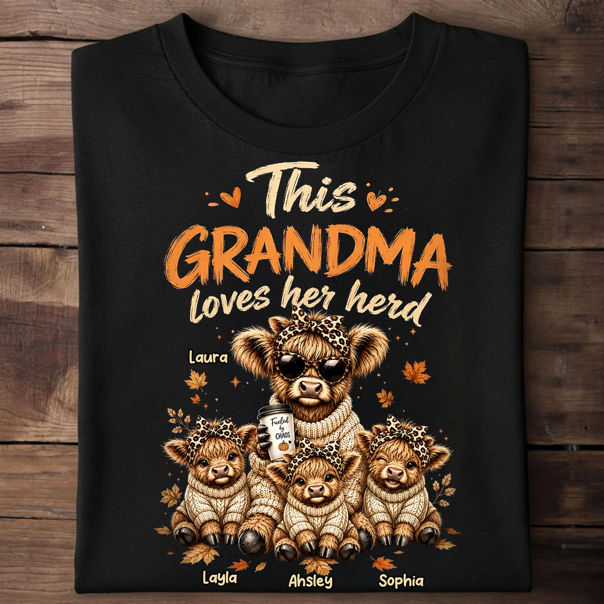 This Grandma Loves Her Herd Fall Season - Personalized Shirt - Cozy Autumn Tee for Grandma