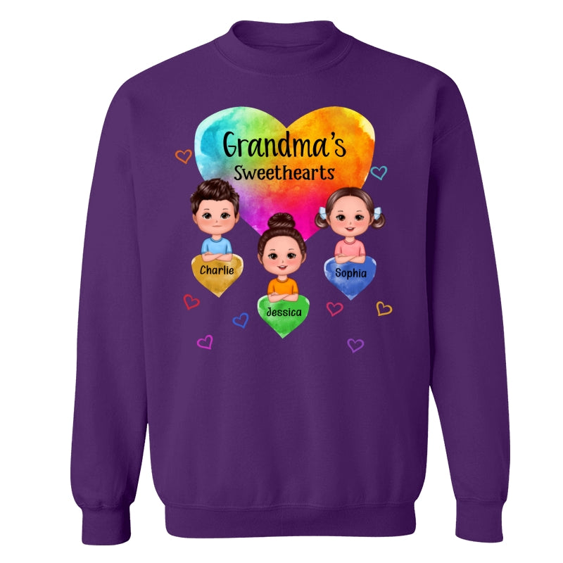 Grandma Sweethearts Doll Kids Watercolor Style Personalized Shirt