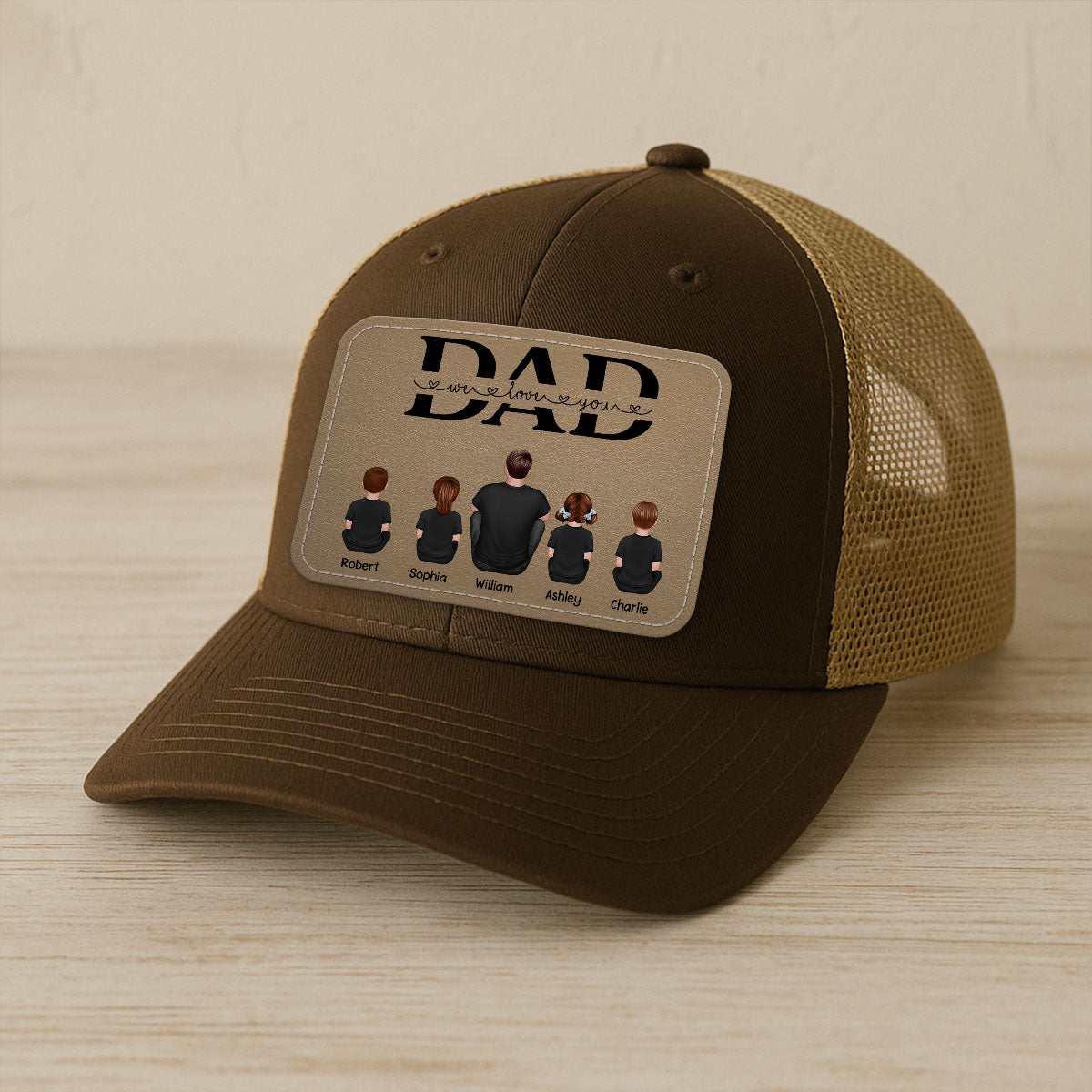 Dad We Love You Personalized Leather Patch Hat, Gift For Dad