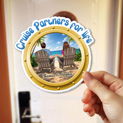 Cruise Partners For Life Couple Back View - Personalized Cruise Ship Door Magnet