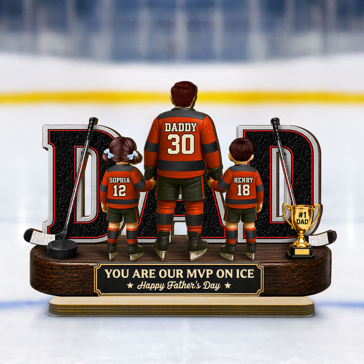 Hockey Dad Legend You Are Our MVP On Ice - Personalized 2-Layered Wooden Plaque - Father's Day Gift For Dad, Husband