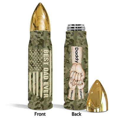 Best Dad Grandpa Ever Fist Bump Camouflage Nation Flag Personalized Bullet Tumbler, Gift For Dad, Grandpa, Husband