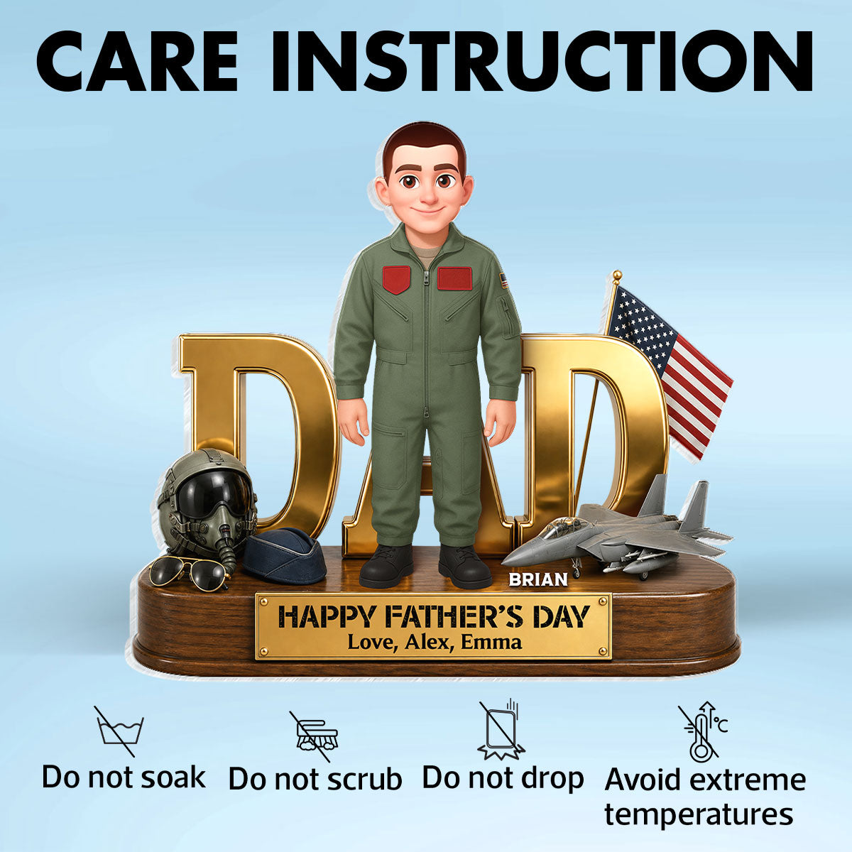 Proud American Air Force Dad You Are Our Hero - Personalized Acrylic Block Plaque - Father's Day Gift For Dad