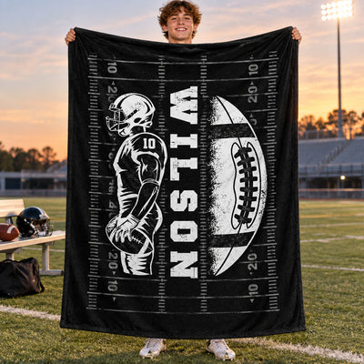 Custom Football Senior Player - Personalized Fleece Blanket - Senior Night Gift, Christmas Gift for Son, Grandson