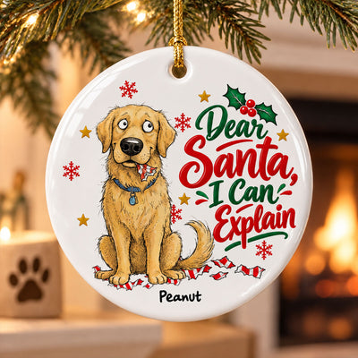 Dear Santa Define Naughty Guilty Dog Portrait From Your Dog Photo - Personalized Ceramic Ornament - Funny Christmas Tree Decor For Dog Lovers
