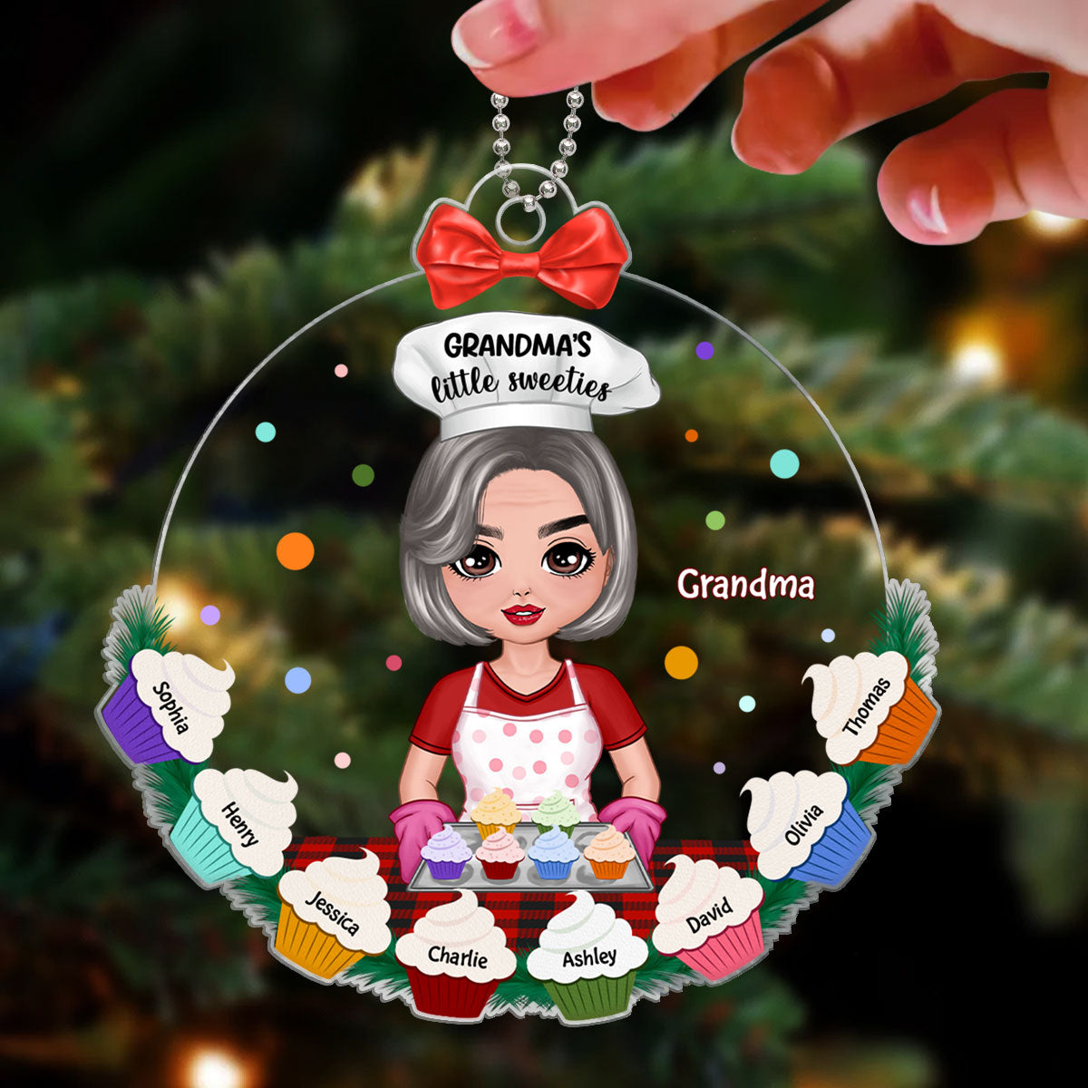 Grandma Mom Christmas Baking Cookies Personalized Acrylic Ornament