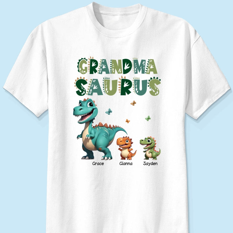 3D Effect Cute Dinosaurs Grandmasaurus Mamasaurus Personalized Shirt| Appreciation Gift, Birthday Gift For Mom, Grandma