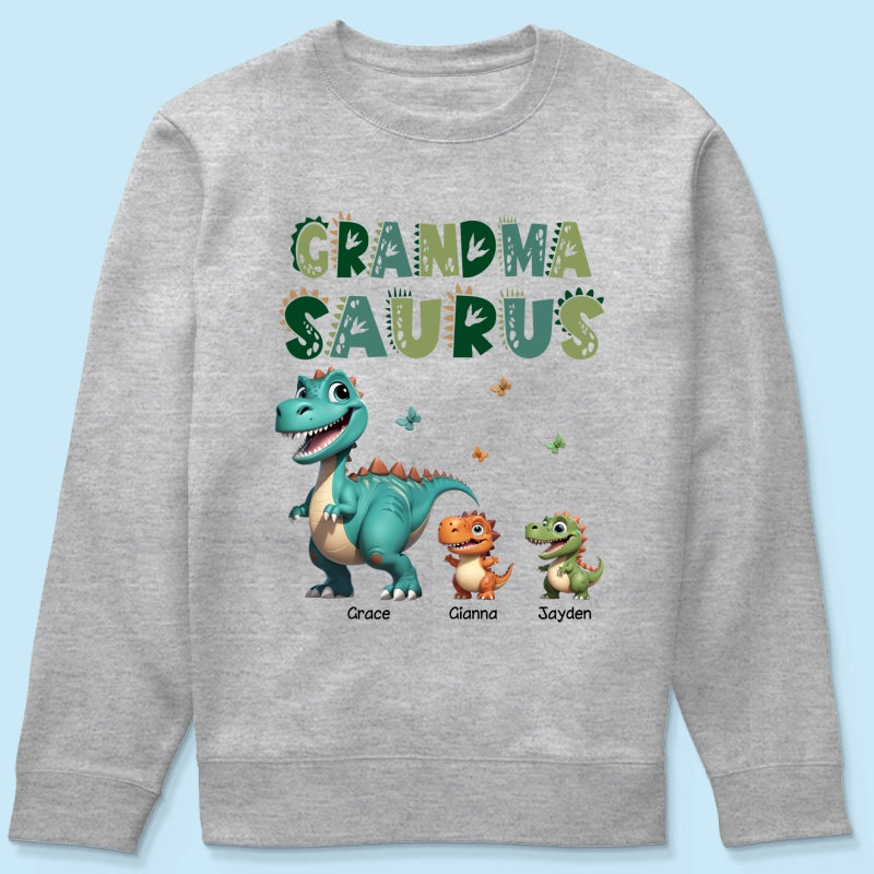 3D Effect Cute Dinosaurs Grandmasaurus Mamasaurus Personalized Shirt| Appreciation Gift, Birthday Gift For Mom, Grandma