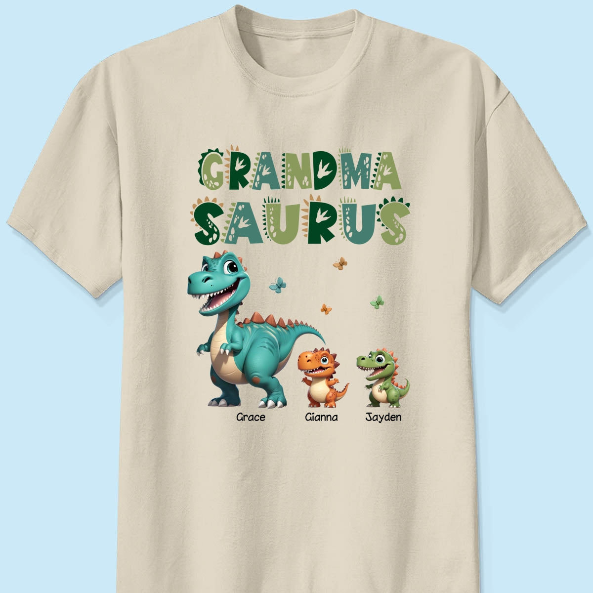 3D Effect Cute Dinosaurs Grandmasaurus Mamasaurus Personalized Shirt| Appreciation Gift, Birthday Gift For Mom, Grandma