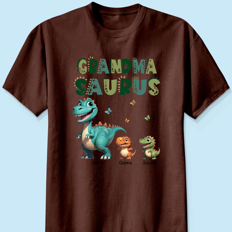 3D Effect Cute Dinosaurs Grandmasaurus Mamasaurus Personalized Shirt| Appreciation Gift, Birthday Gift For Mom, Grandma